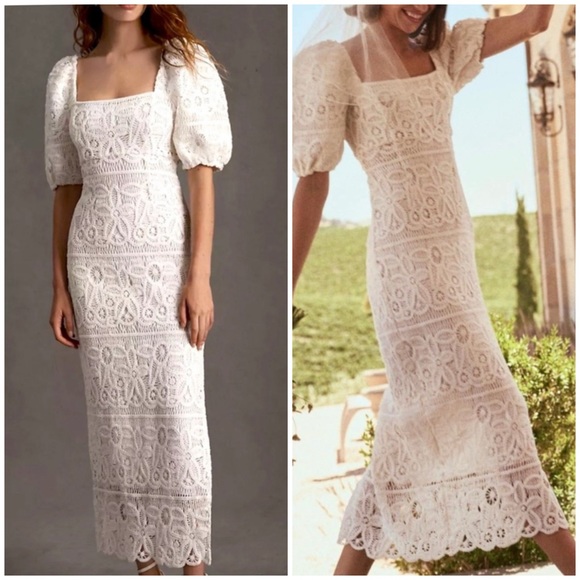 Saylor Keaton Dress White Crochet Size Small